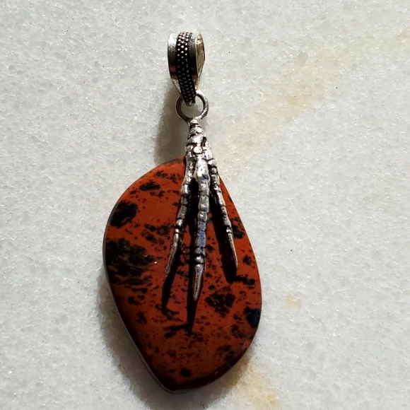New Mahogany Obsidian 925 Silver Claw Foot Pendant. - Picture 15 of 16